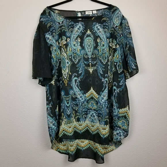 Cato Tops - Cato sheer paisley print tunic Cato Tops - Cato sheer paisley print tunic
